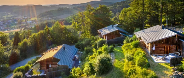 Hüttenhof-luxus-chalets-bayerischer-wald-bergdorf-holzferienhaus-ansicht
