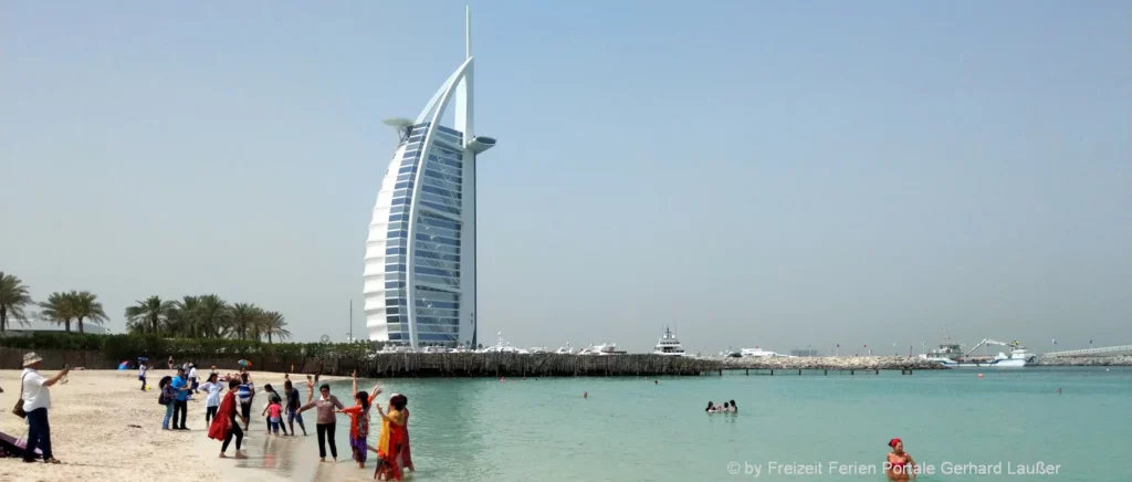 Reise nach Dubai Segelhotel Burj al Arab Luxushotel Strand & Meer
